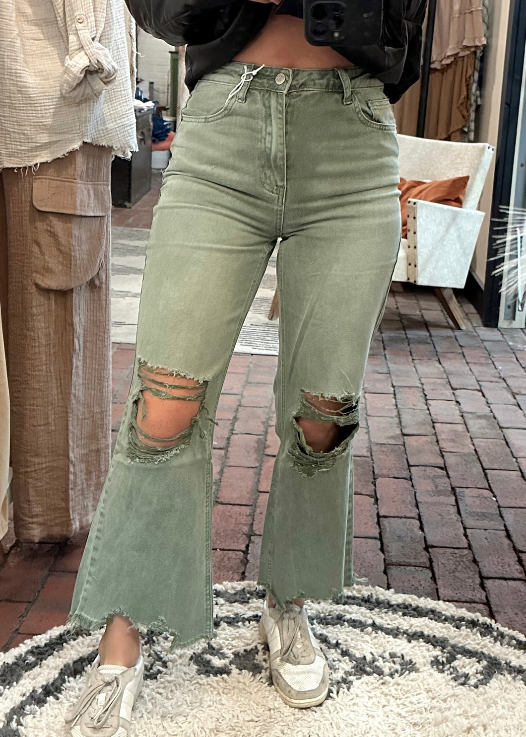 Janet Cropped Jeans [Olive]