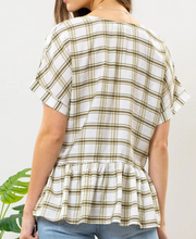 Load image into Gallery viewer, Plaid Peplum [Available in Plus]
