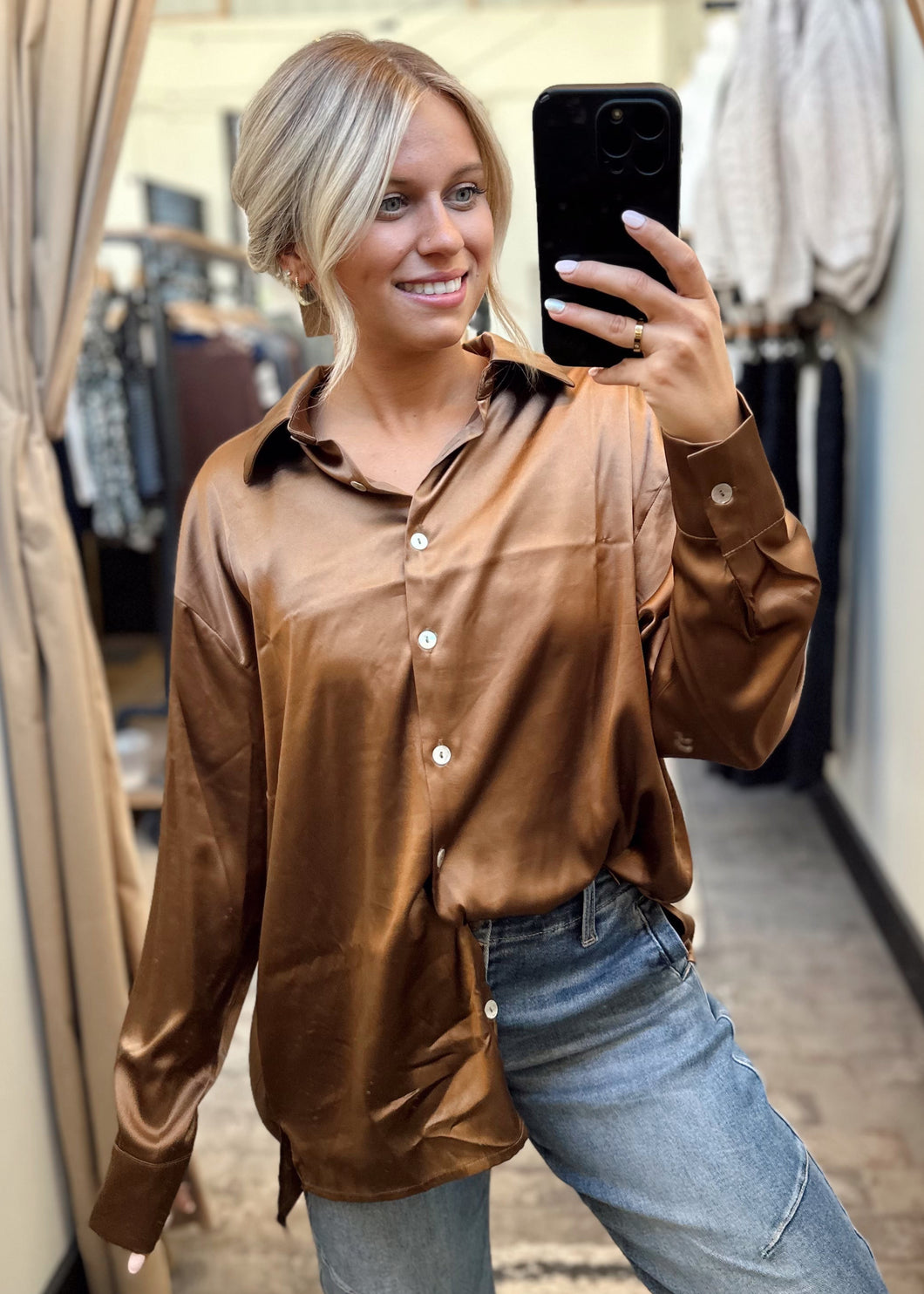 Charlie Satin Button Up